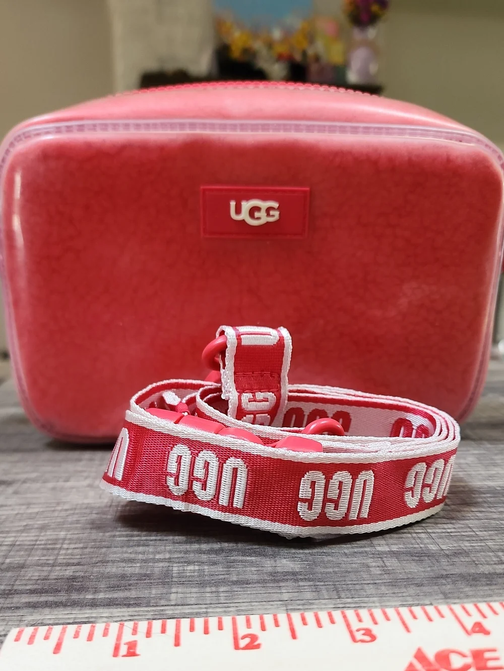 UGG Kids Or Adults Coral Pink Logo Crossbody Bag with Branded Strap